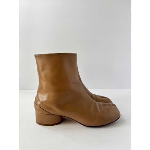Maison Margiela Tabi Tan Leather Ankle Boots 35.5 Round Heel Designer Italy - Picture 7 of 9